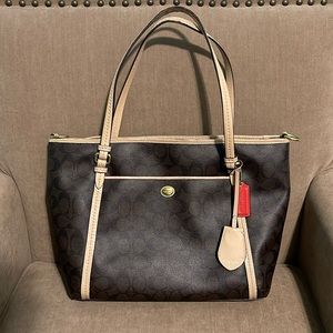 Coach Peyton Signature Double Zip Carryall Tote F26186 Purse